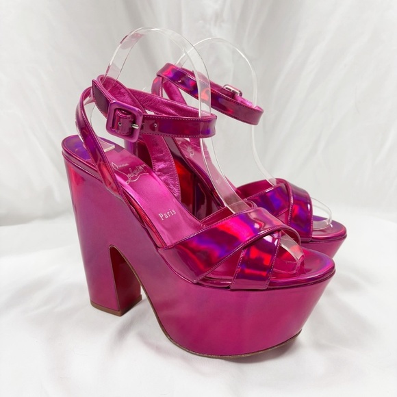 Christian Louboutin Superyaz 160mm Patent Leather Metallic Sandals EU 40 - Picture 2 of 13